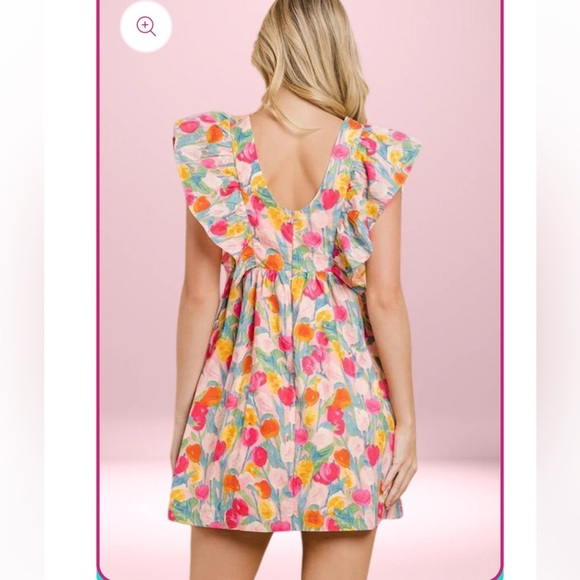 Flutter sleeve tulips Mini Dress - Picture 4 of 6